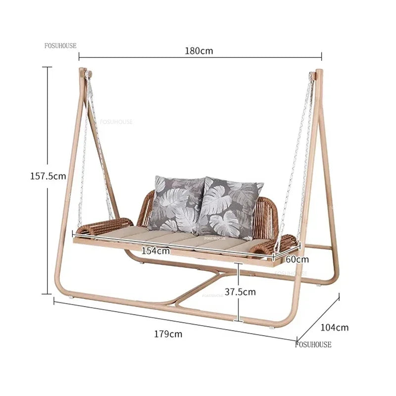 Bracket Outdoor Balcony Double Swing Chair Leisure Villa Patio Garden Hanging Basket Outdoor Furniture