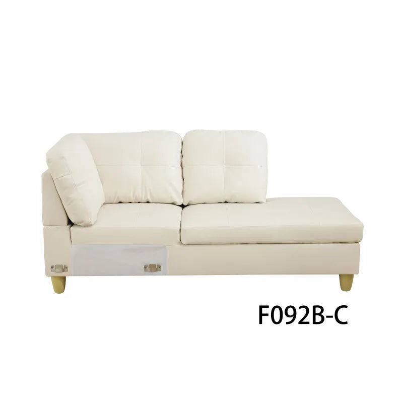 White Faux Leather 3-Piece Couch Living Room Sofa Set