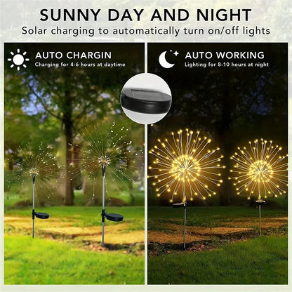 Solar Firework Outdoor Waterproof Solar 8 Lighting Modes Fairy String Light