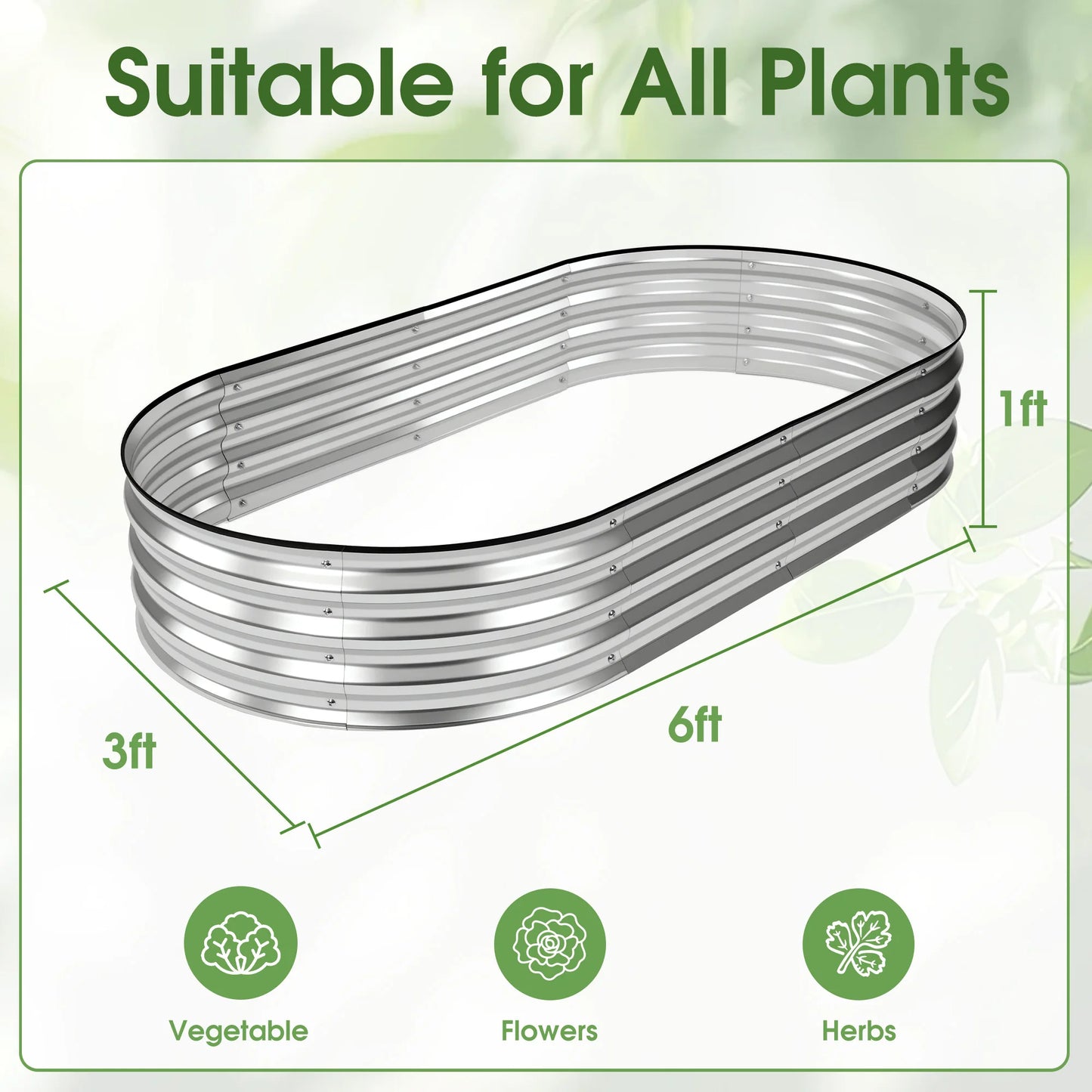 Outdoor Planter Box 6x3x1ft Raised Metal Garden Bed with Open Bottom