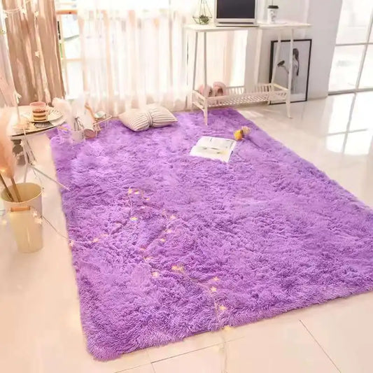 VIKAMA Soft Fluffy Plush Tie-Dye Carpet Gradient Long Fine Hairs Fabric Rug