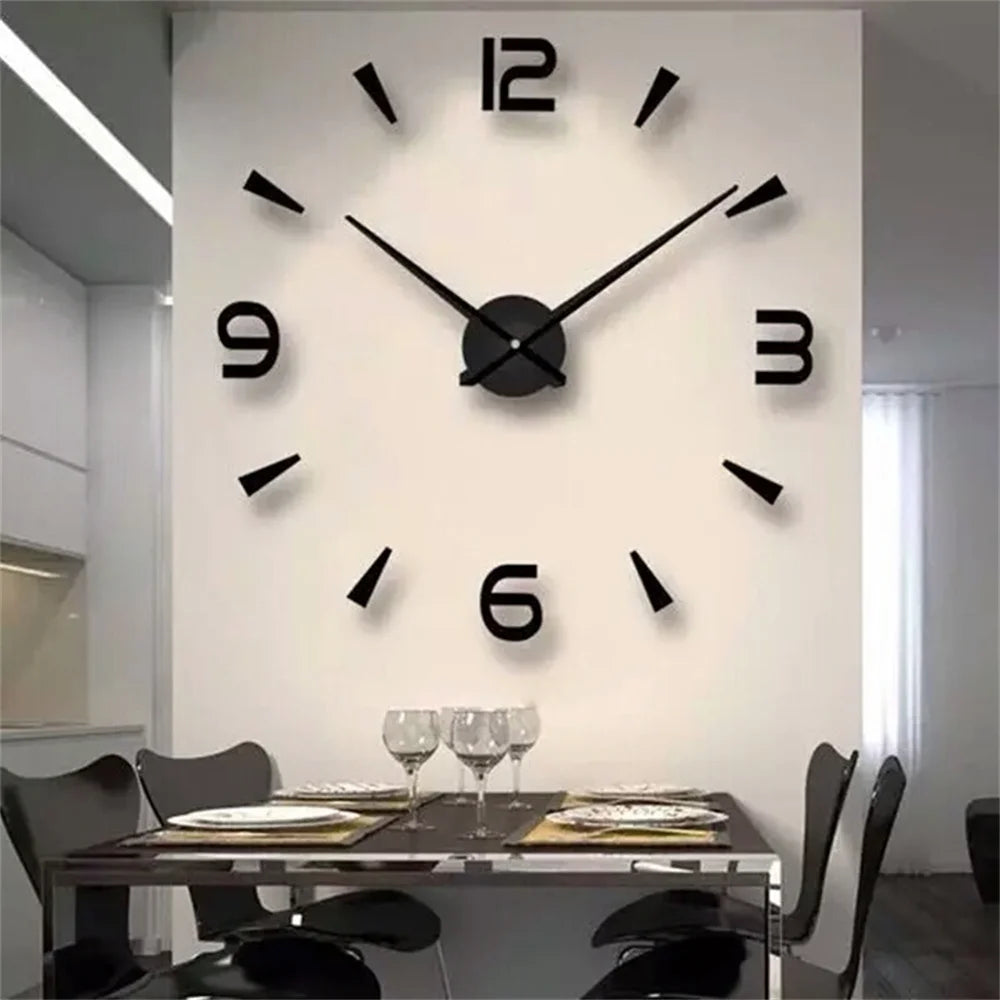Large 3D Wall Clock Luminous Classic Wall DIY Digital Wall Stickers