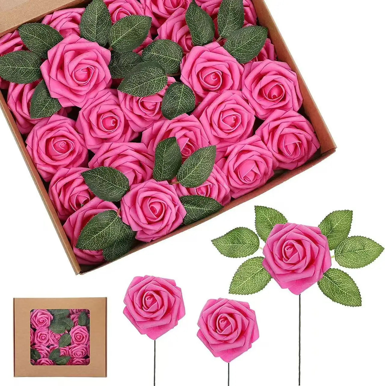 10~100pcs Rose Artificial Flowers Foam Fake Roses Wedding Bouquets Centerpieces