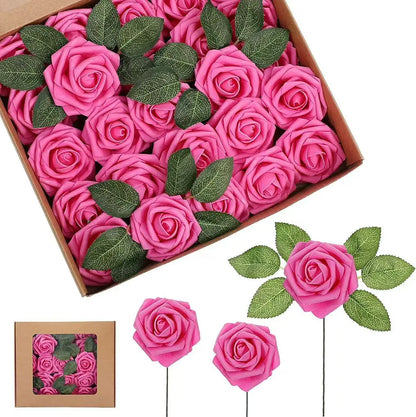 10~100pcs Rose Artificial Flowers Foam Fake Roses Wedding Bouquets Centerpieces