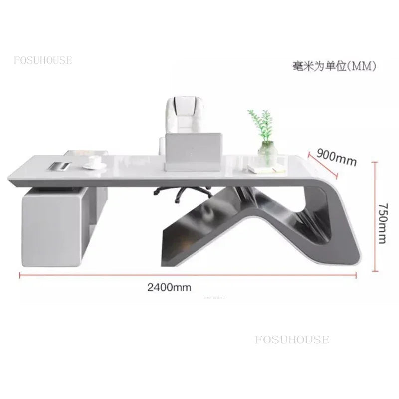 Designer Painted White Office Desks Computer Table Modern Fashion Boss Desks