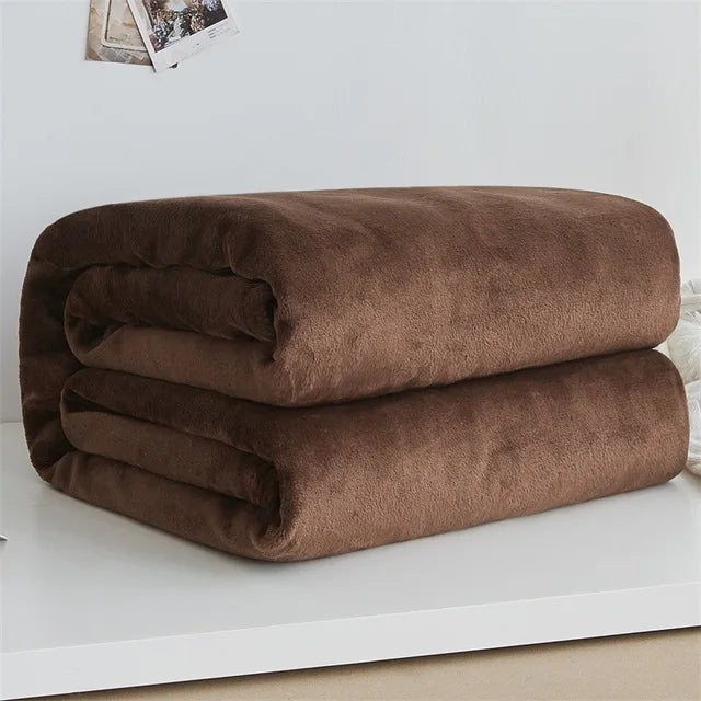 Super Soft Warm Lightweight Plain Solid Color Flannel Blanket for All Season