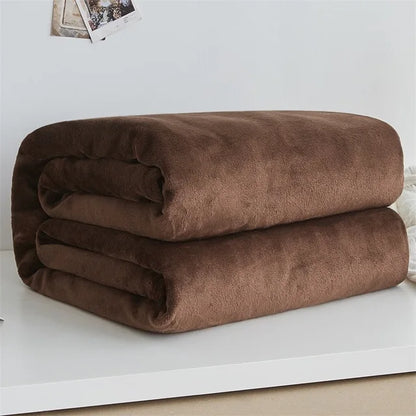 Super Soft Warm Lightweight Plain Solid Color Flannel Blanket for All Season