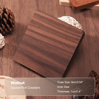 Wood Coaster Round Square Beech Wood Cup Mat Durable Heat Resistant Pad Placemats 8.8cm/3.46in