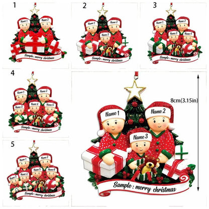 2D Christmas Family Ornament DIY Cute Snowman Flat Pendant Hand Painted Five-pointed Star Christmas Tree Hanging Ornament