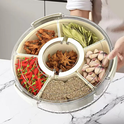 6 Compartment Rotating Transparent Divided Snack Food Storage Container