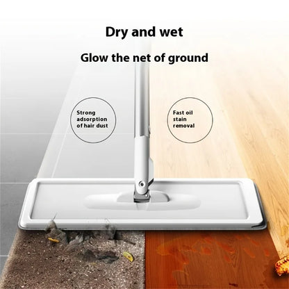 Hands-Free Flat Mop & Bucket Set with 4 Reusable Microfiber Pads, Swivel, Long Handle for Floor & Wall Cleaning