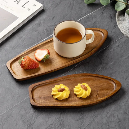 Creative Wooden Serving Tray - Multi-Functional Coffee Coaster & Plate,