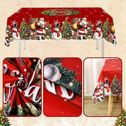 Thick Tablecloth Santa Claus Wreath Pattern Table Cover