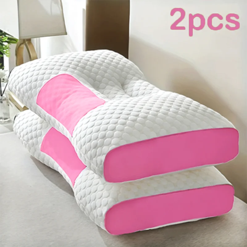 2pcs Massage Neck Pillows Adjustable Ergonomic Orthopedic Contour Support, High-Quality Pillow Core,