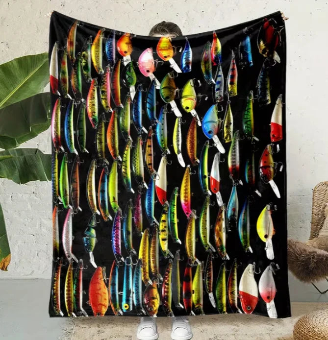 Fishing on The Lake Flannel Blanket