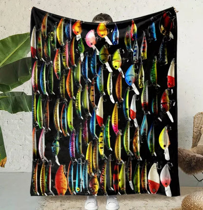 Fishing on The Lake Flannel Blanket