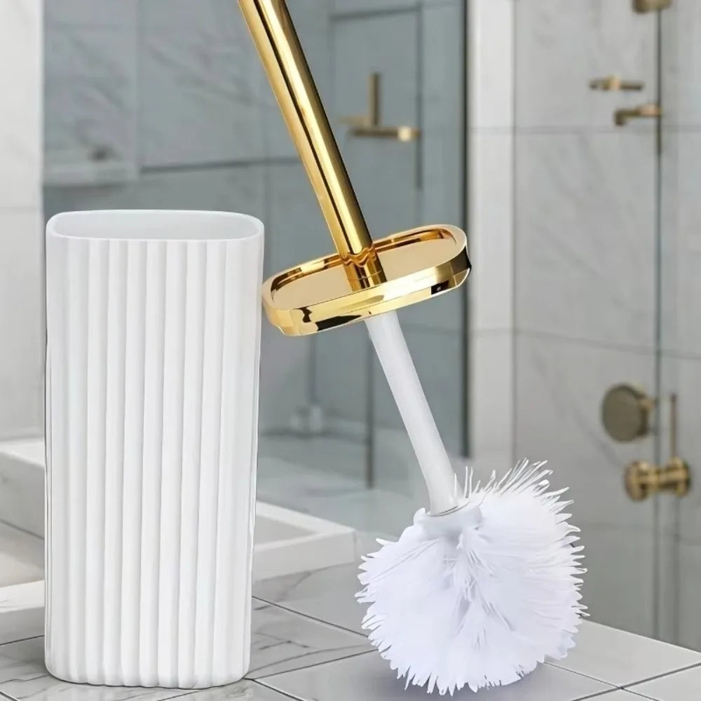 Professional Toilet Brush Set with Adjustable Height Handle Rotating Compact Stand
