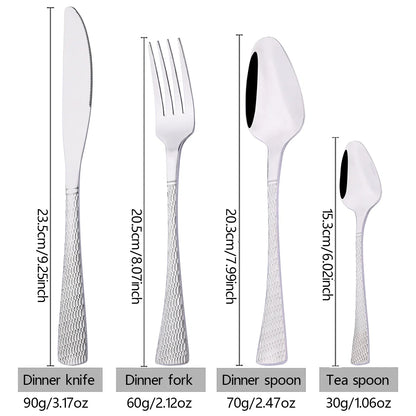Stainless Steel Dinnerware Set Knife Fork Spoon Dinner Set Kitchen Silver Flatware