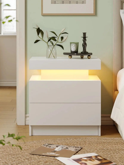 2 Cube Drawers End Table with RGB LED Lights
