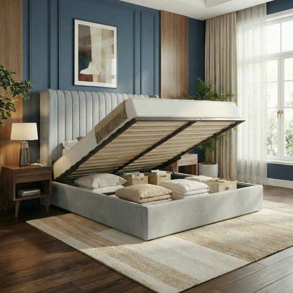 HOOMIC Full/Queen/King Lift Up Storage Bed Frame, Hydraulic Support System, Upholstered Platform Bed Frame,