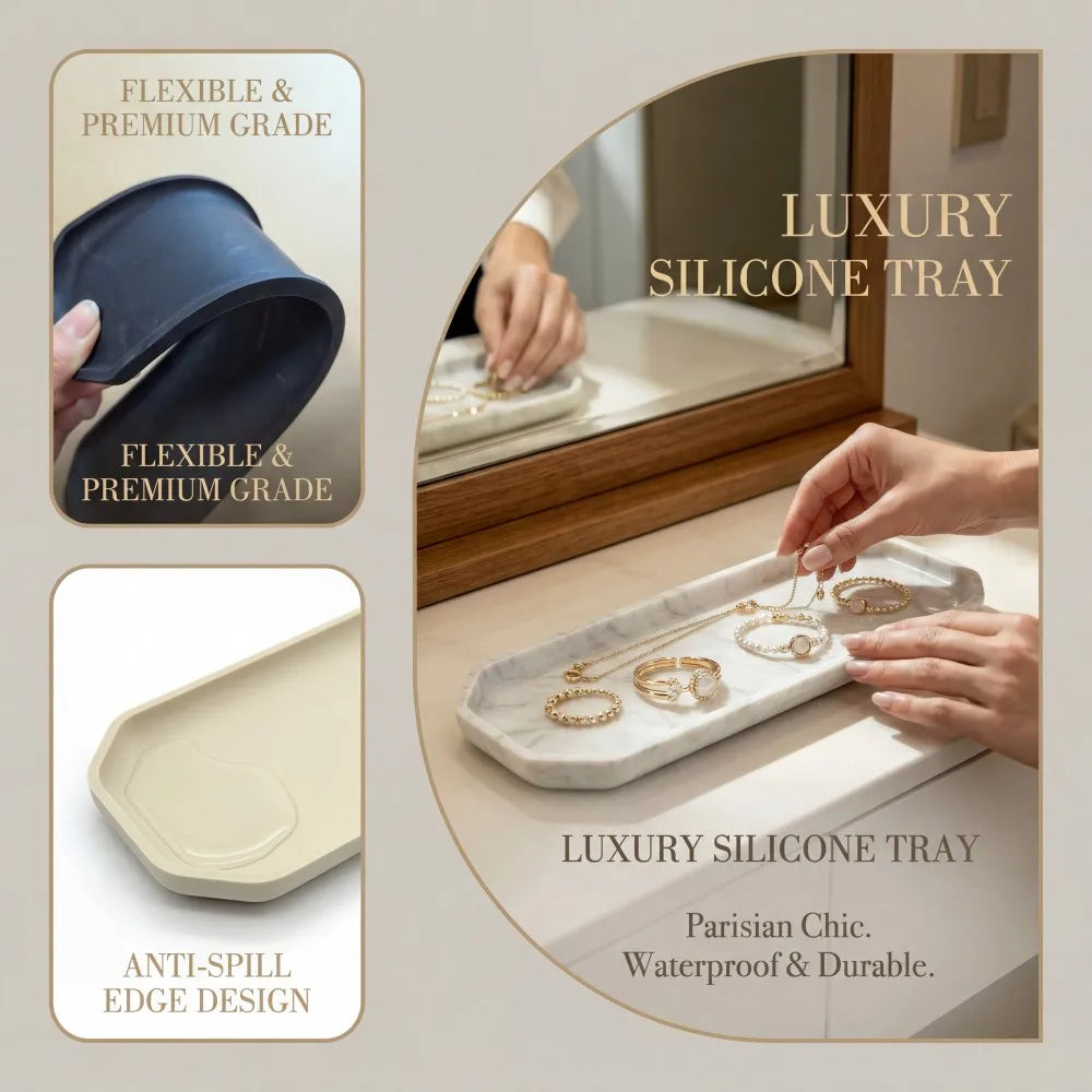 A Silicone Eight-Sided Storage Tray Non-Slip and Resistant to Falls