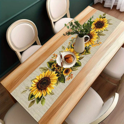 Sunflower Country Style Table Runner Polyester Fiber Farmhouse Autumn Table Decoration