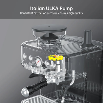 Espresso Machine with Milk Frother and Grinder, 15 Bar Automatic Espresso, 2.5L Water Tank