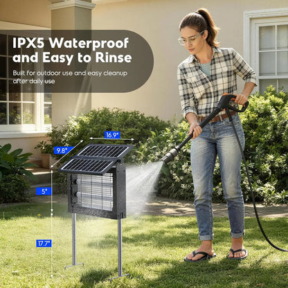 Solar Bug Zapper Outdoor, 4500V Electric Mosquito Zapper with Dual Solar Panels & USB Charging, Waterproof Fly Trap