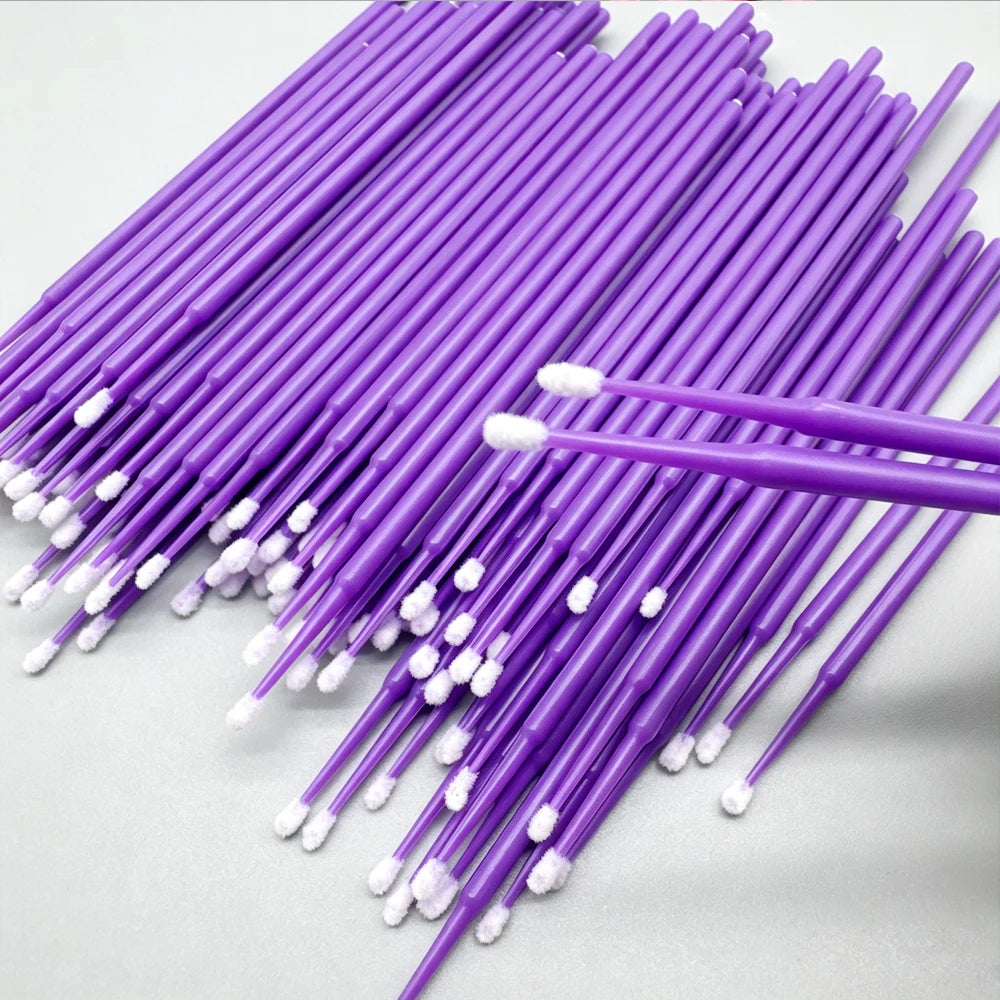 100Pcs Eyelash Cleaning Brush Lash Extension Micro Cotton Swab Individual Eyelashes