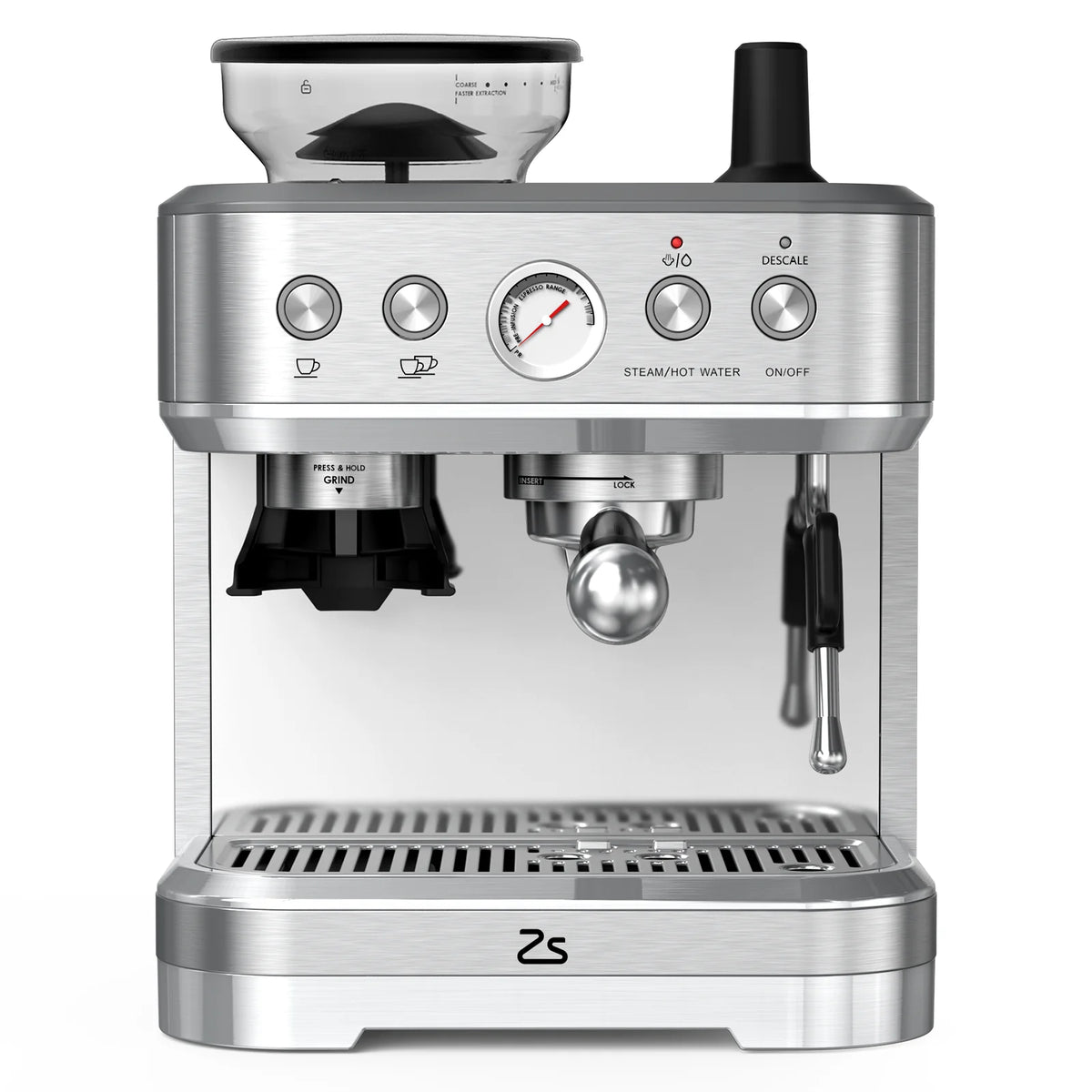 Espresso Machine with Milk Frother and Grinder, 15 Bar Automatic Espresso, 2.5L Water Tank