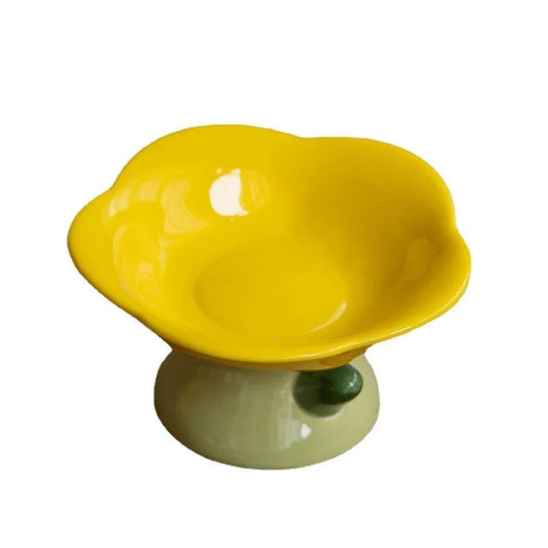 Cute Ceramic Cat Bowl Non-slip Flower Shape Food Water Pet Supplies Cat