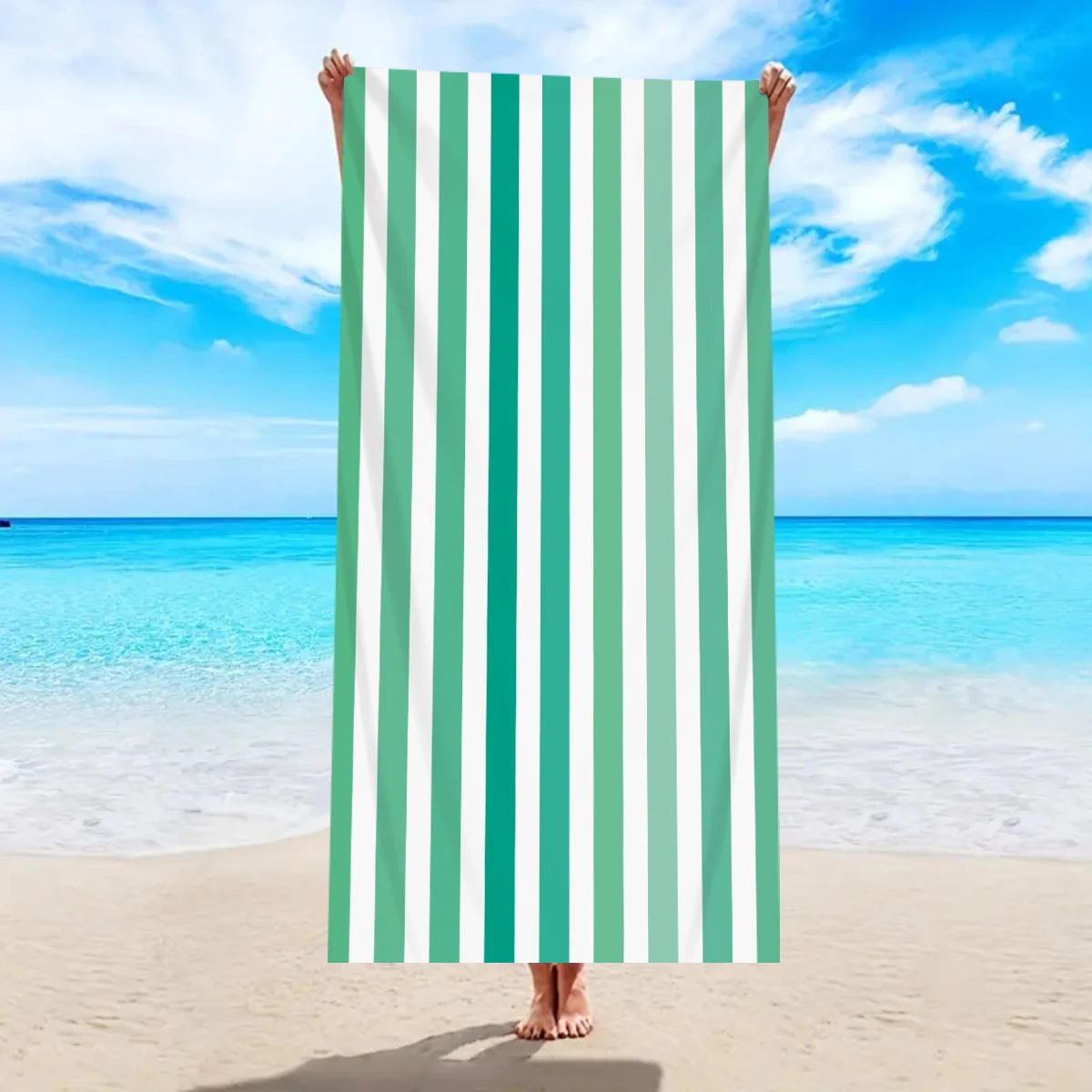 1pc fashionable colorful striped large beach towel, quick drying absorbent swimming beach towel,