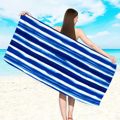 1pc fashionable colorful striped large beach towel, quick drying absorbent swimming beach towel,