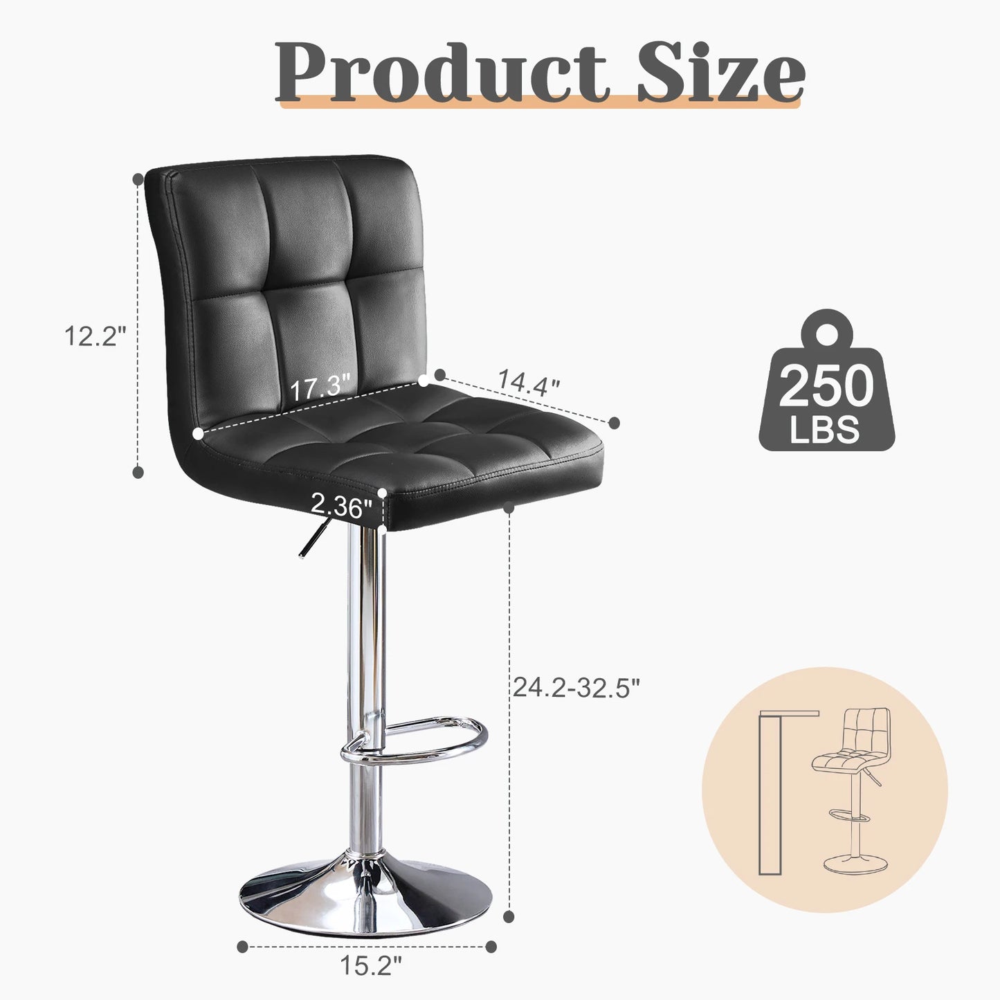 Leather Bar Stools Set