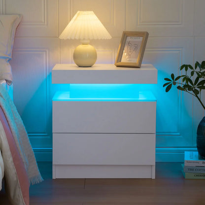 2 Cube Drawers End Table with RGB LED Lights