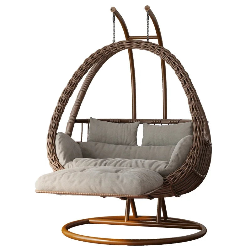 Hanging basket rattan courtyard double swing lazy chair