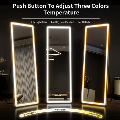 63"x20" Full Length Body Mirror with stand and LED with Dimming.