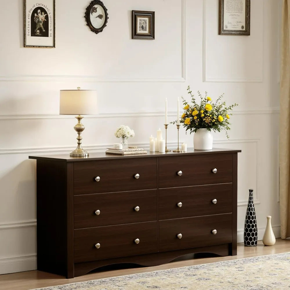 JUMMICO Dresser 6 Drawers Storage Design for Bedroom an Living Room.