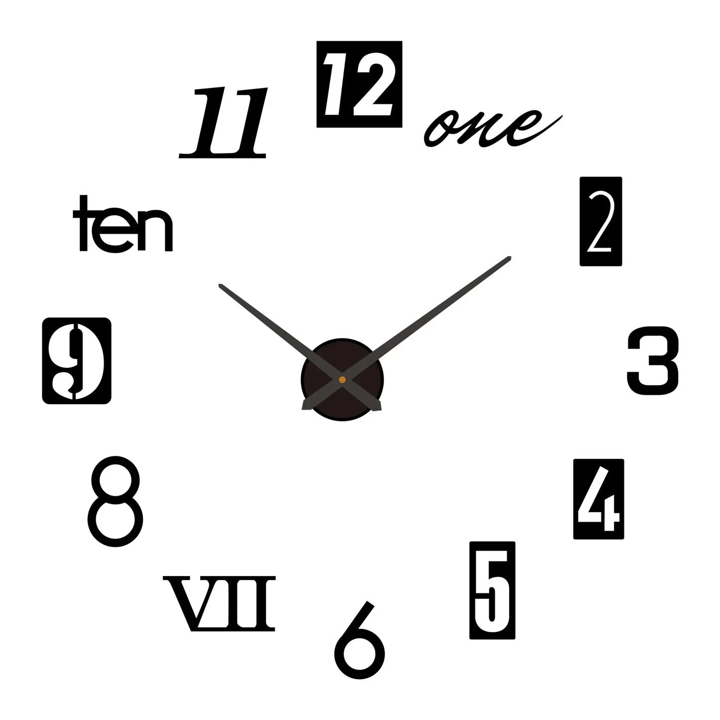 Large 3D Wall Clock Luminous Classic Wall DIY Digital Wall Stickers