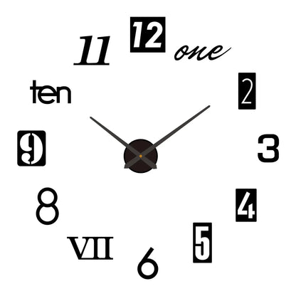 Large 3D Wall Clock Luminous Classic Wall DIY Digital Wall Stickers