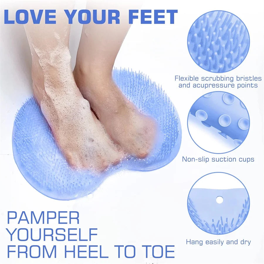 Shower Exfoliating Bath scrubber Pad Wall Mounted Slip Suction Cups