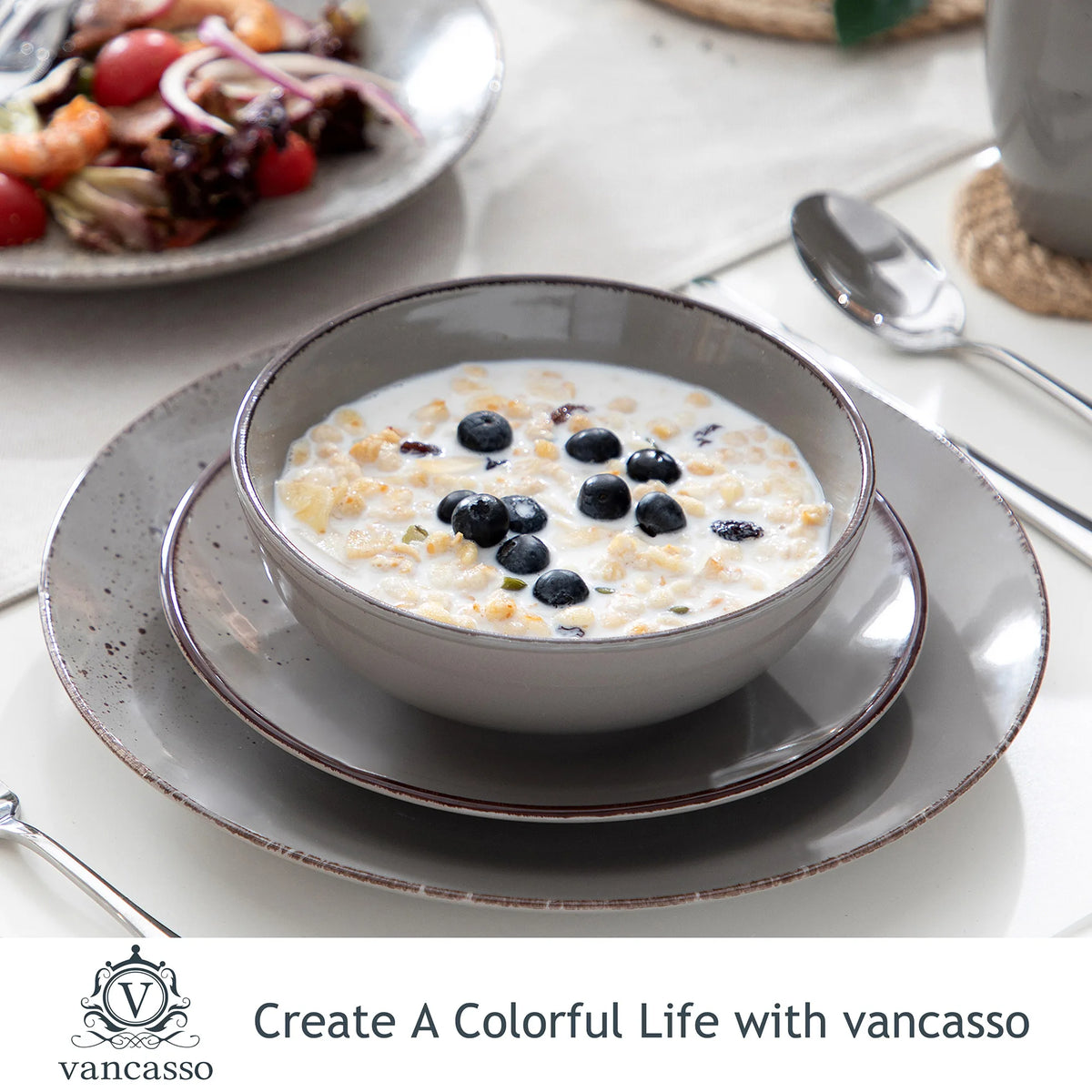 Navia Grey Ceramic Stoneware Dinnerware Set