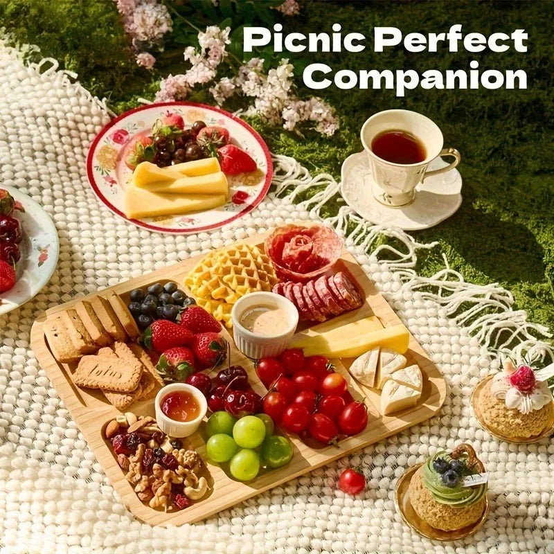Stylish Natural Bamboo serving Tray – 1pc with Snap-On Acrylic Lid