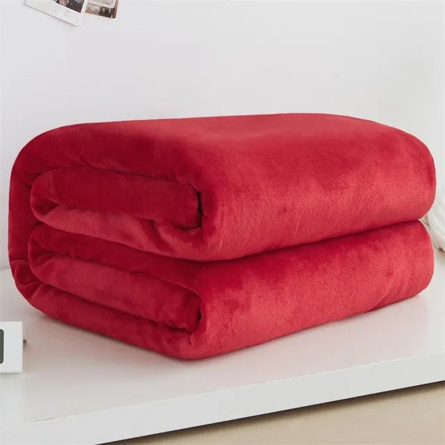 Super Soft Warm Lightweight Plain Solid Color Flannel Blanket for All Season