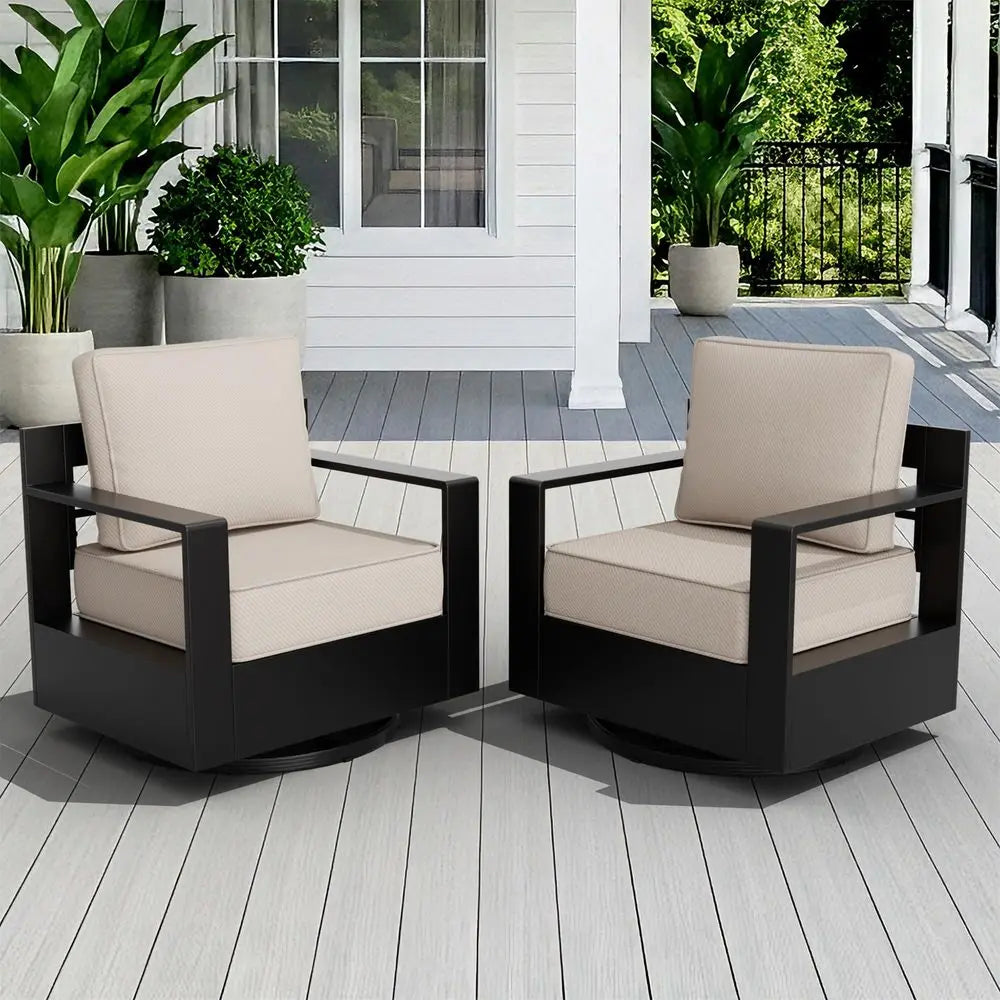 Outdoor Swivel Rocker Patio Set of 2, All-weather Metal Outdoor Chair
