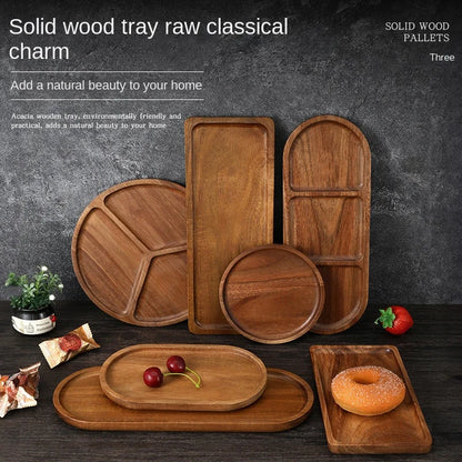 Japanese solid wood fruit plate multi-size high-value snack plate