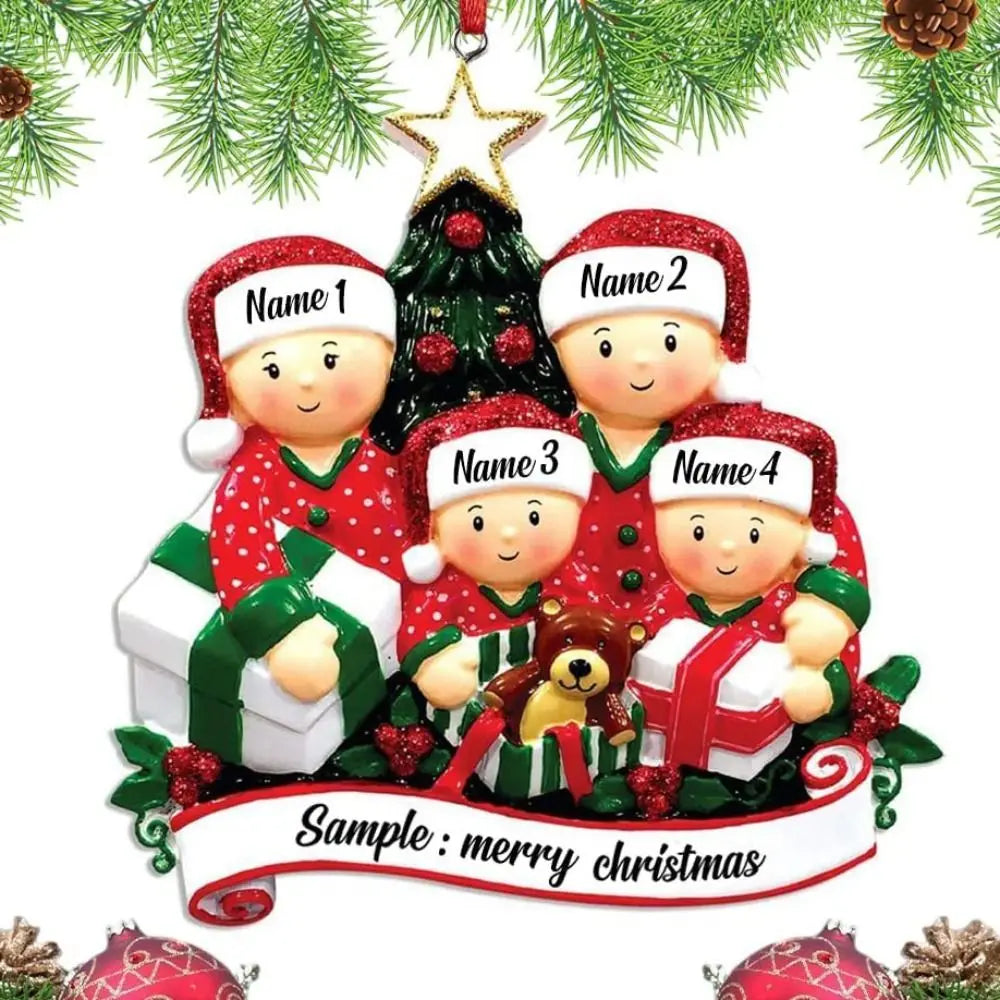 2D Christmas Family Ornament DIY Cute Snowman Flat Pendant Hand Painted Five-pointed Star Christmas Tree Hanging Ornament
