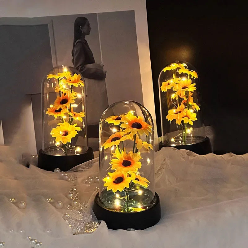 Artificial Sunflower Plastic Set Eternal Flower Can Light Up