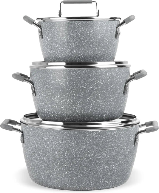 Gray Nonstick Pots and Pans Dishwasher Safe and Toxin Free