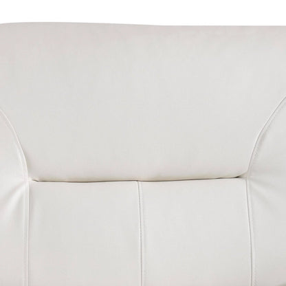 Elegant Compact Sofa  Beautiful Seams, White Faux Leather
